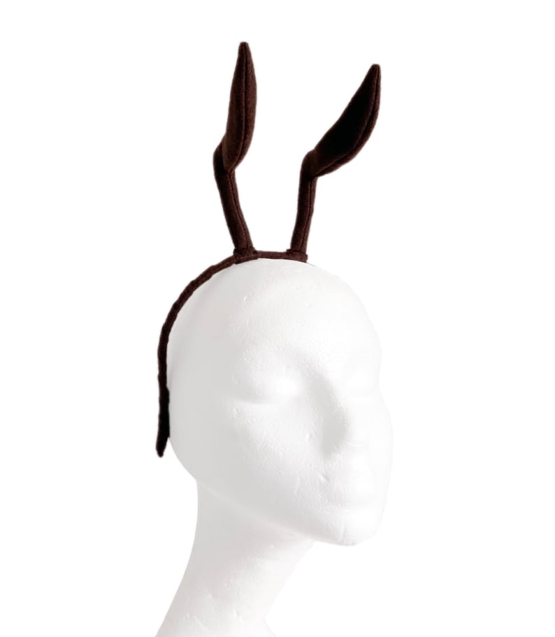 May include: A brown headband with two fuzzy brown bunny ears attached