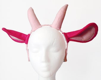 Pink Goat Ears with Horns. Two Shades.