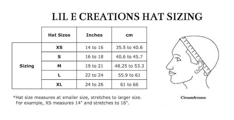 Puede incluir: Un gr&aacute;fico que muestra el tama&ntilde;o de los sombreros en pulgadas y cent&iacute;metros. El gr&aacute;fico incluye las tallas XS, S, M, L y XL. El gr&aacute;fico tambi&eacute;n incluye un diagrama de la cabeza de una persona con una cinta m&eacute;trica alrededor para mostrar c&oacute;mo medir el tama&ntilde;o del sombrero.