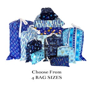 Emballage réutilisable de Hanoukka, sacs cadeaux en tissu, 4 tailles et 4 tissus au choix