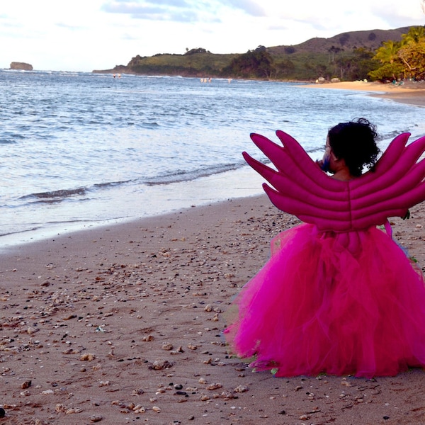 Fuchsia Bird Wings with Short Tail. Long-Lasting. Original design.