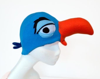 Blue Hornbill Bird Hat. Africa, Big Beak.