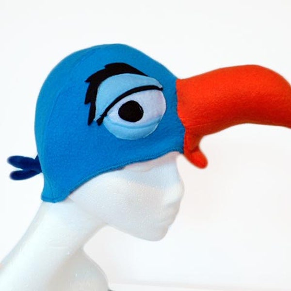 Blue Hornbill Bird Hat. Africa, Big Beak.