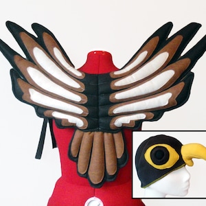 Raptor Costume. Wings and Hat. No Wire. Peregrine Falcon, Eagle, Hawk.