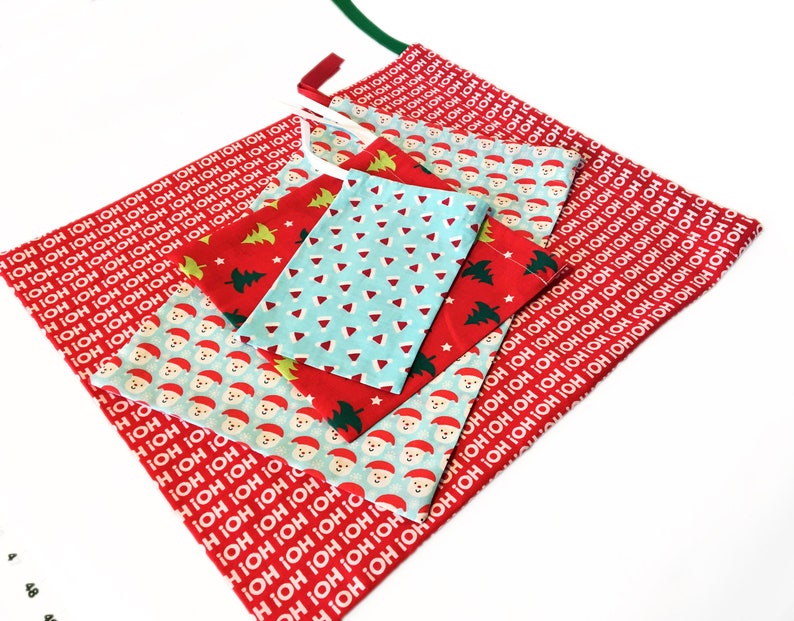 Reusable Wrapping Bags Set of 4 Christmas Themed Earth-Friendly