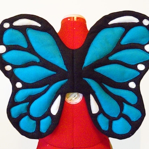 Blue Monarch Butterfly Wings. Boy Play, Ballet, Party. Felt, No Wire. Original design.