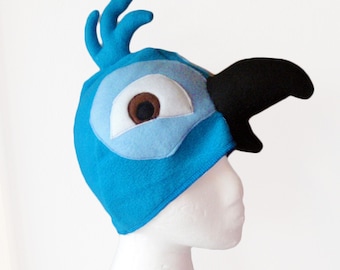 Boy Blue Macaw Hat. Parrot, Tropical Bird.