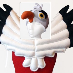 Seagull Wings, Hat. Durable, Sturdy Costume. White Black.