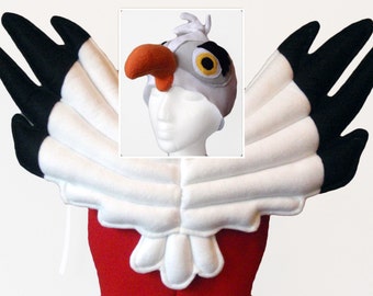 Seagull Wings, Hat. Durable, Sturdy Costume. White Black.