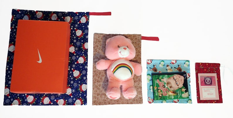Reusable Wrapping Bags Set of 4 Christmas Themed Earth-Friendly