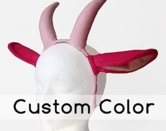 Custom Color Goat Ears with Horns