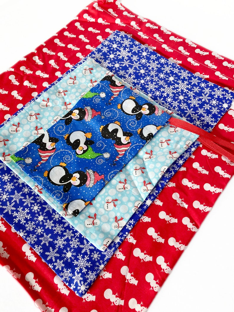 Fabric Wrapping Paper Alternative, Reusable Christmas Fabric Gift Bags image 5