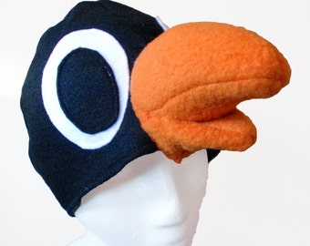 Baltimore Oriole Bird Hat. Black, Orange.