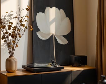 Minimalist Black and White Floral Art Print: Bold Abstract Homeware Botanical Design (Digital Download)