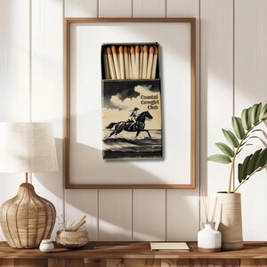 Coastal Cowgirl Club Streichholzbriefchen Wandkunst, Cowgirl Western-Dekor, Vintage-Stil Cowgirl Streichholzschachtel Druck, Americana Poster, digitaler Download