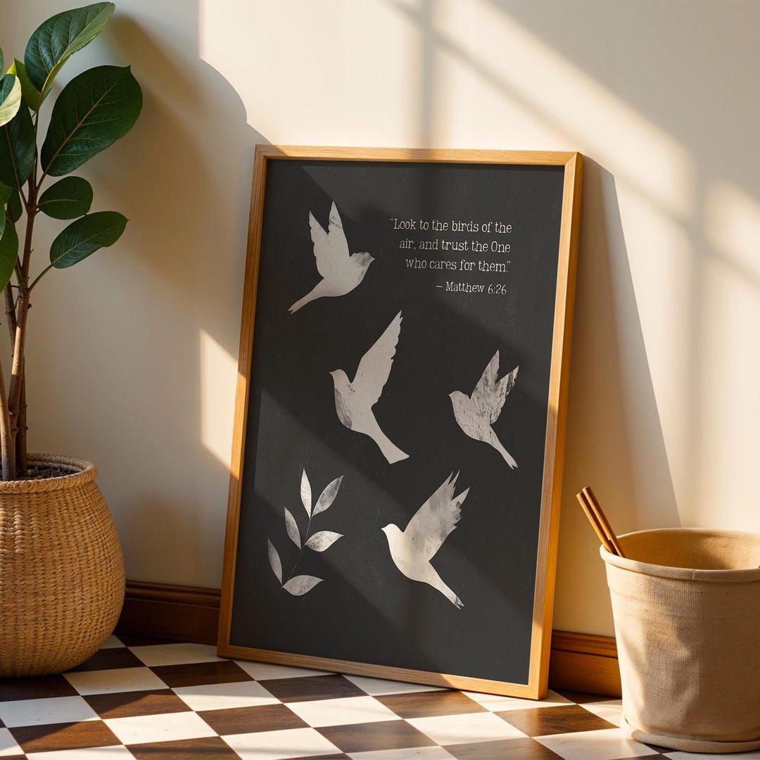 Modern Christian Wall Art, Printable Bible Verse Home Decor, Matthew 6 ...