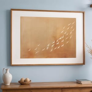 Minimalist Crane Print: Japandi Boho Wall Art (Digital Download)