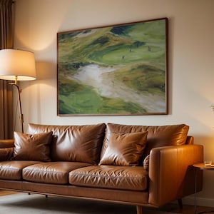 Abstract Golf Course Art Print, Modern Landscape Digital Download, Impressionist Green Golf Wall Decor