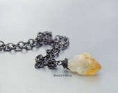 Citrine Necklace Raw Stone Wire Wrapped Crystal Necklace Yellow Citrine Necklace Unisex Geode Raw Stone Pendant,