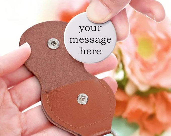 Personalized Pocket Hug with PU Leather Keychain Custom Engraved Coin Can be Used as Long Distance Keepsake Token, Just Because Gift
