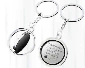 Custom Pet Memorial Rotational Keychain, Personalized Remembrance Gift, Loss of Pet Sympathy, Passing Away Present, Dog Cat Memory Gift