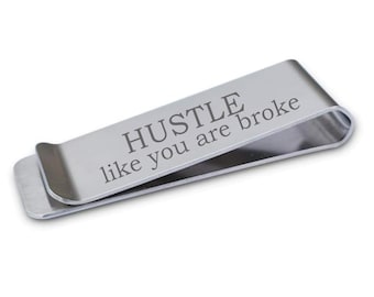 Personalized Money Clip Engraved Gift Metal Cash Clip with Custom Initials, Logo, Handwriting, Fingerprints - Any Engraving