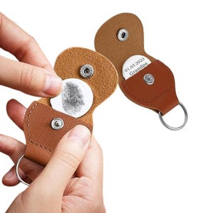 Actual Fingerprint Keychain Custom Memorial Gift Personalized Pocket Hug Token Key Holder Thinking of You Gifts
