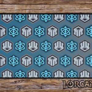 Alfombrilla de juego TCG inspirada en la baraja de acero Sapphire de Lorcana Ink