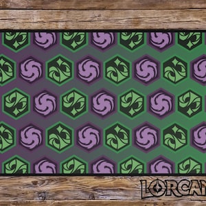 Tapete de juego TCG inspirado en la baraja Amythyst Emerald de Lorcana Ink