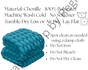 Chunky Knit Blanket Care Instructions Tag – Printable Tags for Handmade Blanket Sellers