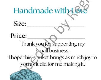 Care Instructions Tag + Handmade With Love Tag – Printable (pdf only)