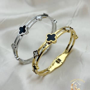 Clover bangle • clover bracelet • gold silver bracelet •