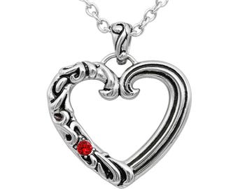 Verzauberte Liebe Herz Halskette - Edelstahl Anhänger mit rotem Siam Kristall, romantisches Geschenk für Sie, Valentinstag Geschenk für Sie