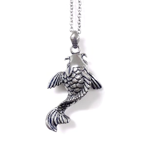 Koi fish necklace, lucky symbol pendant, Japanese style, stainless steel gift idea