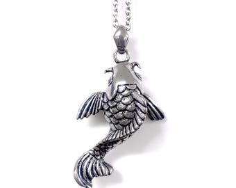 Koi Fisch Halskette, Glückssymbol Anhänger im japanischen Stil, Edelstahl Geschenkidee