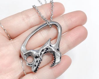 Collar de acero inoxidable con calavera gritando: colgante de terror gótico