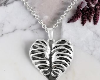 Gotische hart ribbenkast ketting - roestvrijstalen anatomische hanger