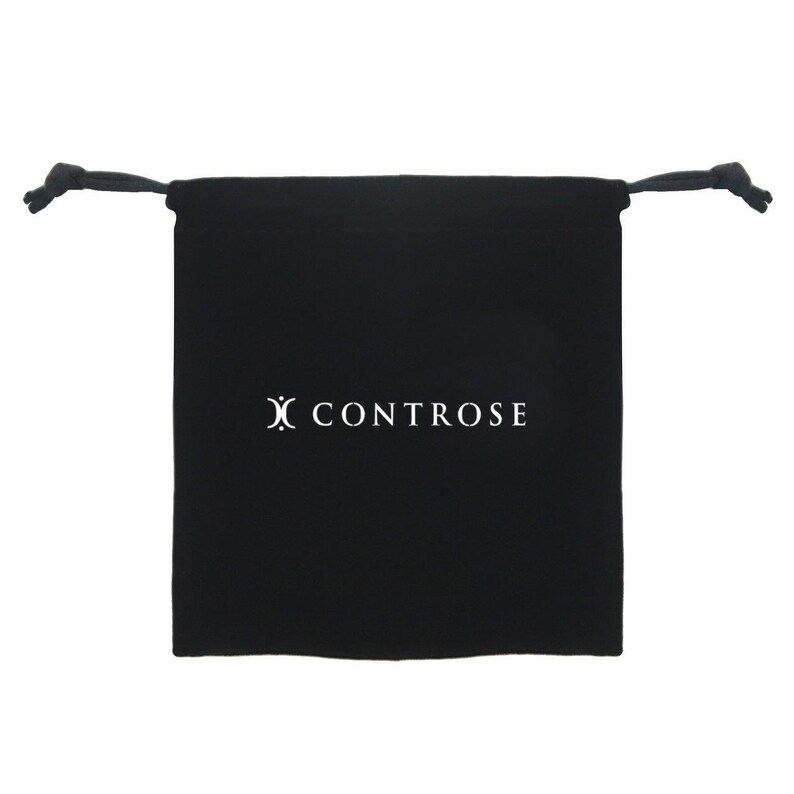 May include: A black velvet drawstring bag with the white text "CONTROSE" printed on the front.