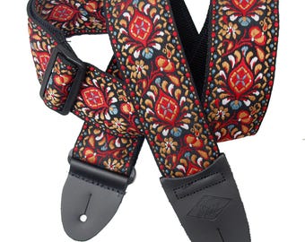 Correa de guitarra retro roja