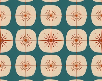 Retro Gift Wrap, Midcentury Modern Wrapping Paper, Geometric Starburst Gift Paper
