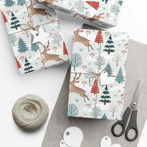 Jackalope in Winter Gift Wrap, Christmas Gift Wrap, Holiday Present, Festive Gift Packaging, Xmas Wrapping Sheets image 3