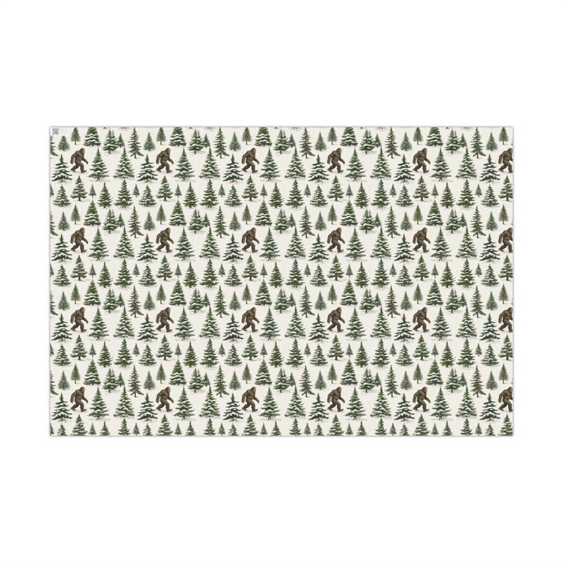 Bigfoot in Winter Gift Wrap, Christmas Gift Wrap, Holiday Present, Festive Gift Packaging, Xmas Wrapping Sheets image 2