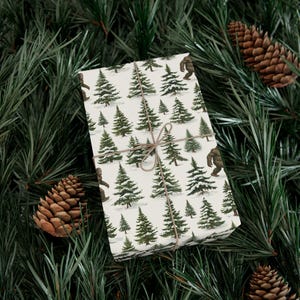 Bigfoot in Winter Gift Wrap, Christmas Gift Wrap, Holiday Present, Festive Gift Packaging, Xmas Wrapping Sheets image 5
