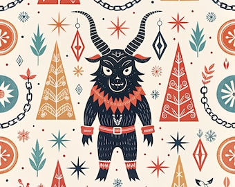 Krampus Gift Wrap, Dark Christmas Gift Wrap, Dark Santa Holiday Present, Gift Packaging, Xmas Wrapping Sheets