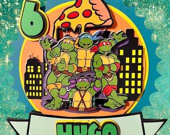Personalized Ninja Turtle Cake Topper | TMNT Birthday Party Decoration
