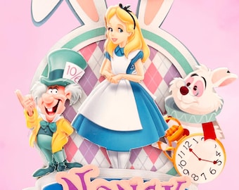 Alice in Wonderland Cake Topper  | Personalized Name & Age |