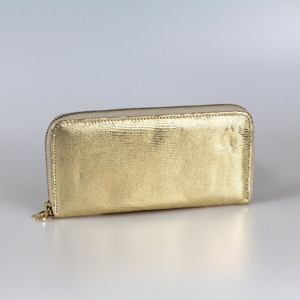 Classic P Calfskin Gold Leather Wallet