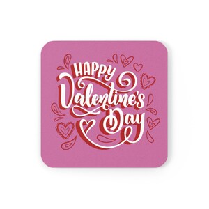 Valentine&#39;s Day Cork Back Coaster, Love Heart Drink Mat Set, Romantic Table Decor, Cup Holder Gift, Holiday Beverage Coaster, Home Kitchen