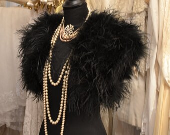 Black Feather Shrug | Etsy