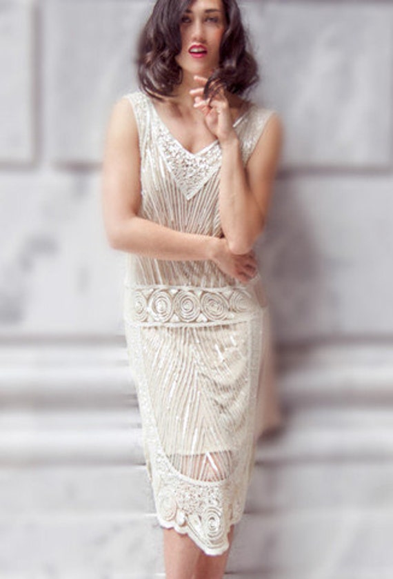 Crystal 1920s Art Deco Beaded Vintage Flapper The Great Etsy